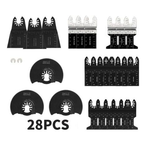 28 Accessoires d'outils Oscillants Multifonctions Lame de scie universelle pour Parkside Dewalt Ryobi Bosch Couper les coins de Bois/Métal/Plastique - 2 adaptateurs, (1/5)