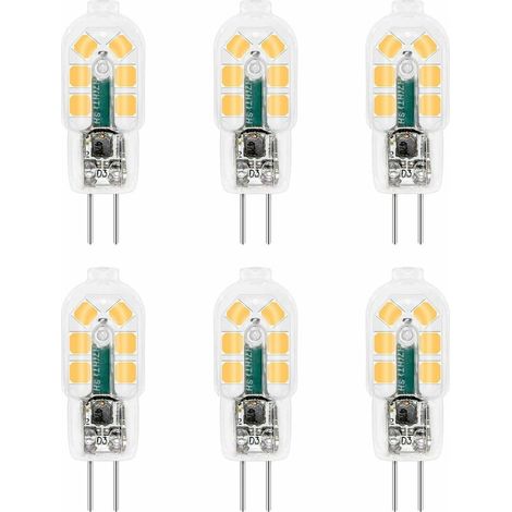 G4 LED 2W 12V AC/DC Blanc Froid 6000K pour Hotte Aspirante, 200lm, Équivalent Ampoule Halogène G4 10W 20W, non dimmable,  lot de 6 (1/5)