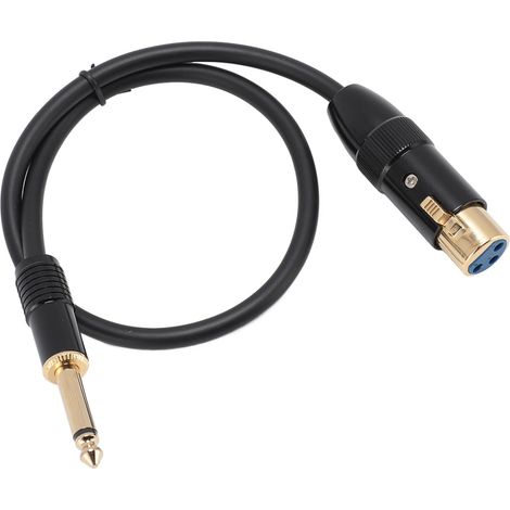 Câble XLR femelle vers jack mono 6,35 mm mâle, connecteur plaqué or, câble microphone XLR femelle vers jack mono 6,35 mm, cordon micro 50 cm (1/5)