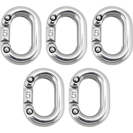 5pcs 5mm 316 Stainless Steel Split Connecting Chain Links Heavy Duty Chain Link Connector C-Shaped Split Connection for Chain Connection Marine Grade
