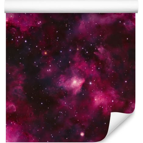 Papel pintado Galaxia en acuarela, color burdeos, morado y burdeos, 50x1000 cm. (1/5)