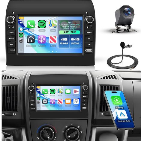 4G+64G Android Autoradio pour Ducato 2008-2015/Boxer 2/Jumper 2011-2015, 7'' Stereo Auto avec Carplay Android Auto sans Fil GPS Navi Bluetooth WiFi FM/RDS/EQ SWC Caméra Recul (1/5)