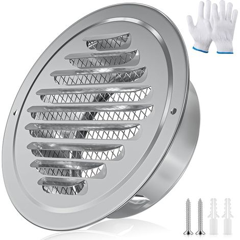 150 mm Round Stainless Steel Ventilation Grille with Mosquito Net Air Vent for Indoor and Outdoor Wall and Ceiling Air Inlets and Outlets (1/5)