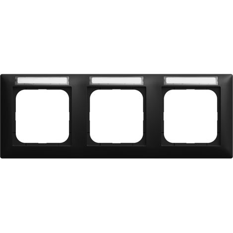 Busch-Jaeger Cadre de recouvrement avec fenêtre transparente, horizontal 3 compartiments noir mat - Busch-balance® SI (1733 NS-915), 2CKA001754A4947