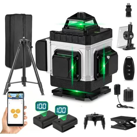 Niveau laser 16 lignes avec trépied, autonivelant à 360°, outil de mesure adapté à la décoration et à l'accrochage de tableaux, 2 piles. (1/5)
