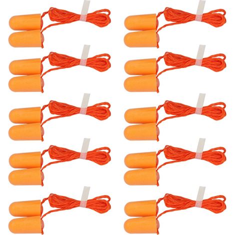 Lot de 10 bouchons d'oreille antibruit de type balle, véritables bouchons d'oreille de sécurité insonorisés avec lignes