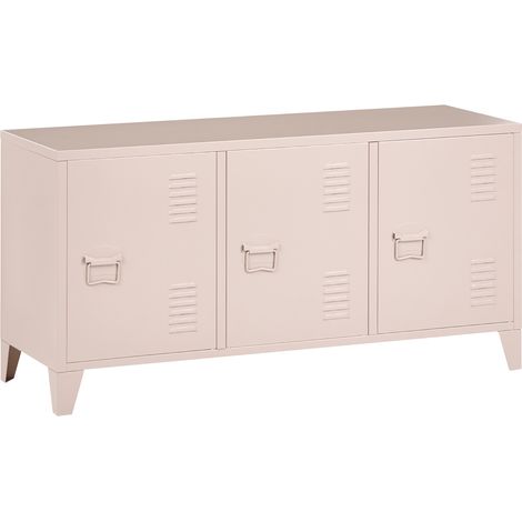 Aparador moderno industrial de acero 3 puertas con estantes ajustables beige Cardiff (1/5)