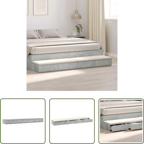 Schubladen für Schlafzimmer - Bettschubladen Beton Grau 180 x 36,5 x 16,5 cm Holzwerkstoff (1/5)