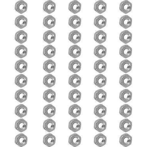 Écrous hexagonaux M3 A2-70 inox, lot de 50 pièces, assortiment de visserie pour machines industrielles. (1/5)
