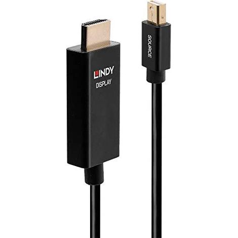 Lindy 40922 Adapter de cable de video 2 m Mini DisplayPort HDMI Typ A (Standard) Schwarz (1/2)