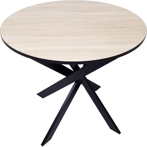 Mesa MBTIC de 90x77x90 cm con tablero redondo, color marrón (1/3)