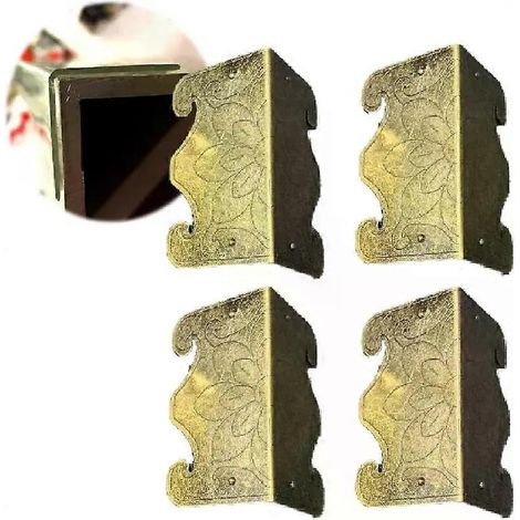Ensemble de 4/8 pièces de protection d'angle de pieds de boîte en bois antique sculpté, support décoratif pour quincaillerie de meubles (1/4)