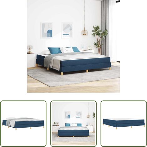 Matelas - Lit à ressorts avec matelas Bleu 180 x 200 cm tissu (1/5)