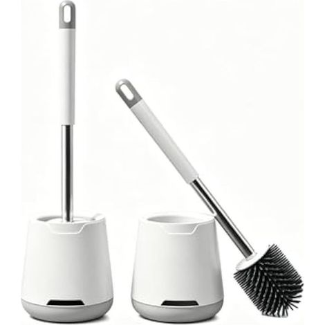 Soft-Bristle Toilet Brush with no Dead Corners, Featuring a Base for Wall mounting Or Floor Placement, Multi-Purpose Cleaning Set for bathrooms and Toilets (1/5)