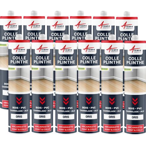 Colle plinthe, bois et carrelage, pose facile - 290 ml x 12 Gris securité - RAL 7004 - ARCANE INDUSTRIES