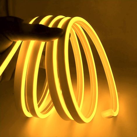 Striscia LED Neon Flex 5m IP65, Flessibile, Impermeabile, 12V, 600 LEDs Giallo
