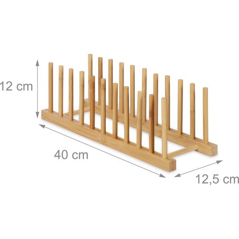 Set de 2 escurrecuencos compactos diseño estético cocina 60 x 20 x 10 cm de bambú natural 130012971 (1/3)