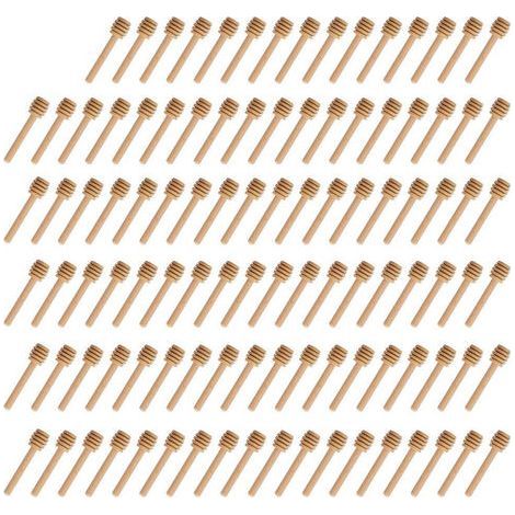 Mini cucchiaini di legno per miele, ideali per cucina e sala da pranzo, bastoncini di legno per marmellata, vino rosso, caffè, latte, tè e per mescolare (100 pezzi) (1/5)