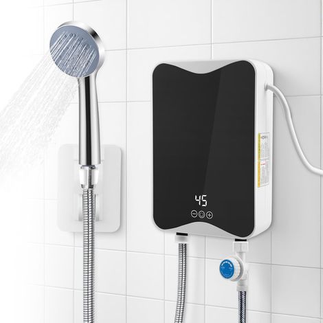 Chauffe eau électrique 5500 W 220 V avec indicateur de température LED,30 à 55 °C,mini chauffe eau électrique instantané,étanche IPX4 pour douche,salle de bain,cuisine (1/5)