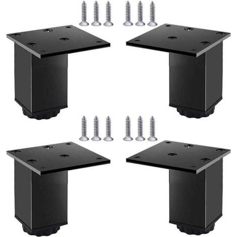 Pieds de meubles réglables en aluminium, lot de 4, pour meubles, canapés et tables, noir, 6 cm (plage de réglage 60-78 mm) (1/5)