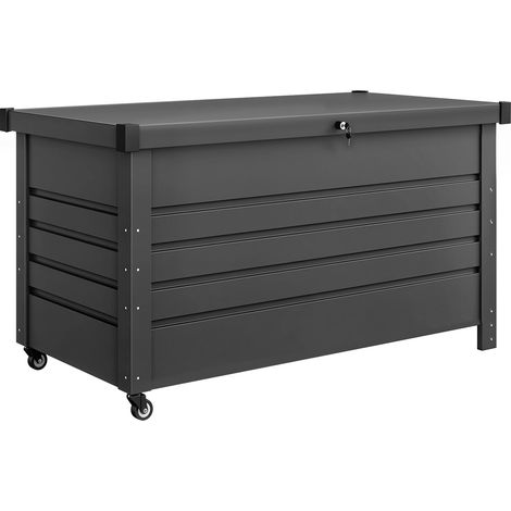 Panca Contenitore da Esterno 120x61x67 cm Capienza 350L con Coperchio Bloccabile in Acciaio Grigio (1/5)