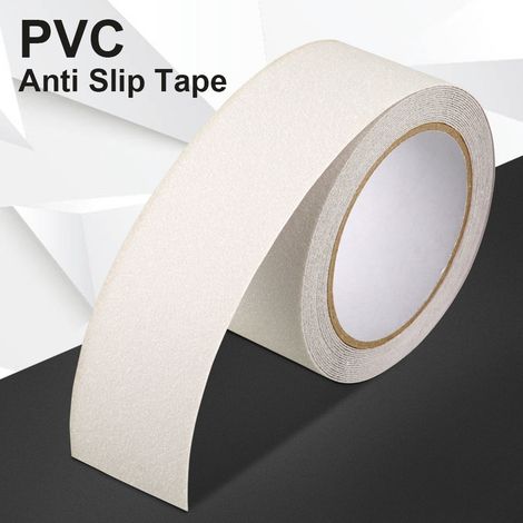 Bande adhésive antidérapante en PVC transparent de 5 cm x 5 m, résistante à l'usure, pour sols de sécurité. (1/5)