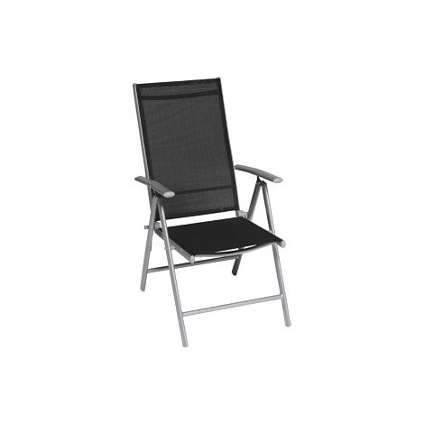 Amalfi Klappsessel 5-fach silber/schwarz Alu/Textil
