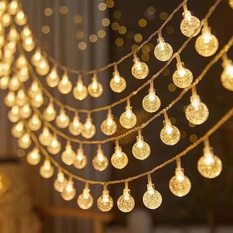 Guirlande lumineuse extérieure de jardin pour Noël, boule à bulles classique de 1,8 cm lumière blanc chaud, décoration festive G21 (1/5)