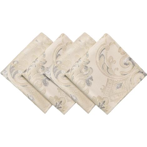 Serviette de Table en Tissu 45x45cm Lavables, Décoration de Table pour Salle à Manger, Restaurant, Hôtels, Fête (Lot de 4, Champagne Clair) (1/5)