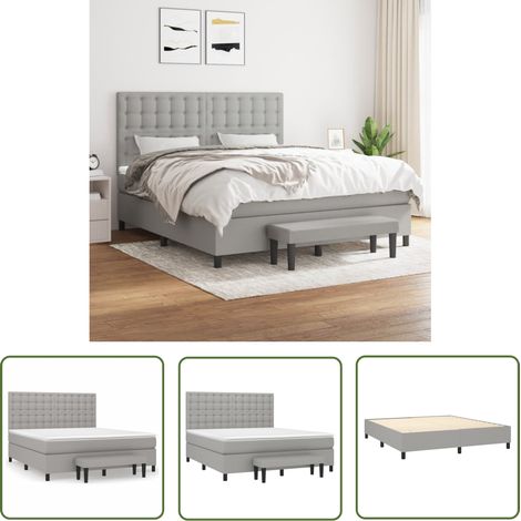The Living Store Boxspringbett mit Matratze Hellgrau 160x200 cm Stoff - Boxspringbett - Doppelbett - Bettenrahmen - Schlafsofa - Hellgraues Bett (1/5)
