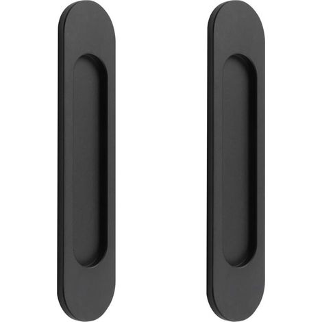 Poignées de porte coulissante sans perçage – Lot de 2 – Alliage d’aluminium mat noir – 18 cm – Pour portes de grange, armoires et fenêtres (1/5)