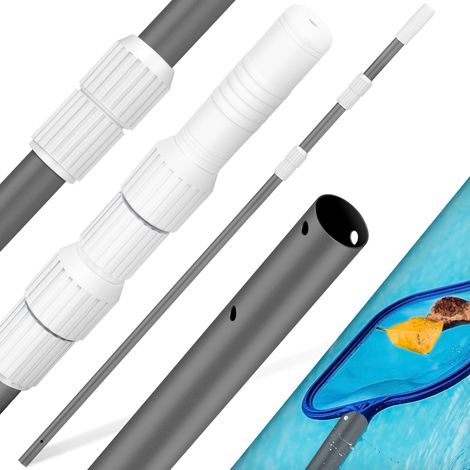 KESSER® Pool Teleskopstange Aluminium Poolstange Stange zur Poolreinigung 3-teilig einstellbar von 1 20m bis 3 60m Witterungsbeständig und Stabil Anthrazit (1/5)