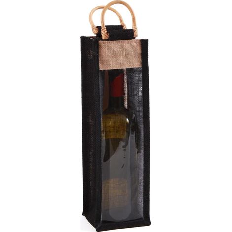 Porte-bouteille individuel en jute noir, 10x10, H. 35 cm (lot de 10) (1/3)