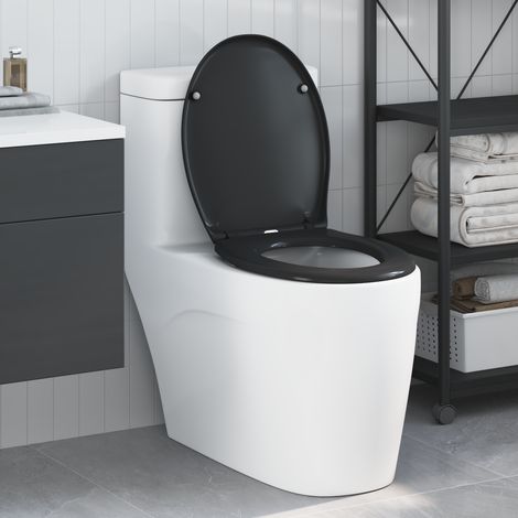 Toilettensitz Quick Release Absenkautomatik Duroplast Schwarz vidaXL317487 (1/5)