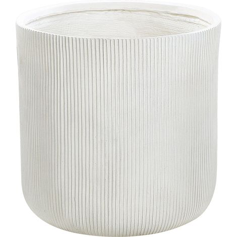 Pot de Fleurs Blanc Cassé en Fibres d'Argile Rond Cache-Pot 55 x 55 x 55 cm Oreoi