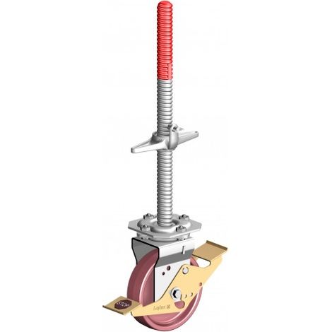 Layher – Galet réglable pour échafaudage – Charge 1000kg – Longueur tige 0m60 – Hauteur variable 0m30 à 0m60 – Accessoire pour chantiers humides