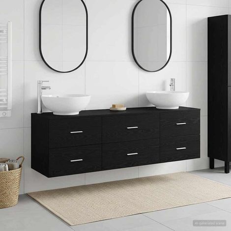vidaXL Bathroom Furniture Set 3 pcs Black 161 x 44.5 x 80 cm (1/5)