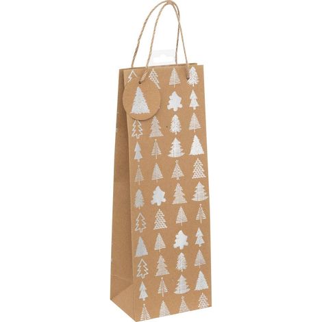 Sac cadeau holographique taille bouteille kraft - Feeric lights & christmas