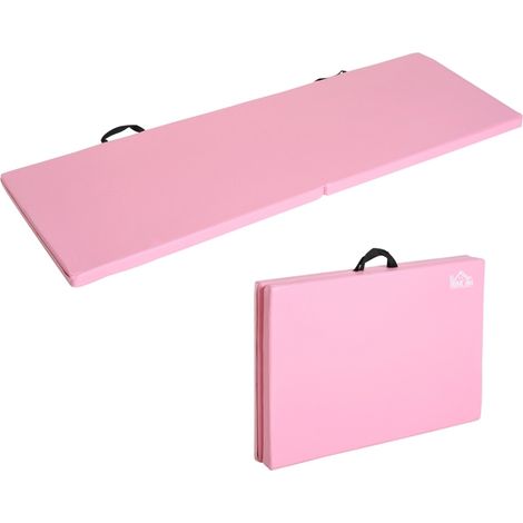 Tapis de gym pliable avec poignées en synthétique 180 x 60 x 5 cm rose (1/5)
