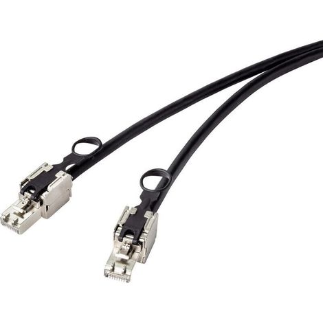 Trywise RF-4538214 RJ45 Câble réseau, câble patch CAT 6a S/FTP 0.25 m noir avec anneau à tirer pour le déverrouillage 1 pc(s) A809742