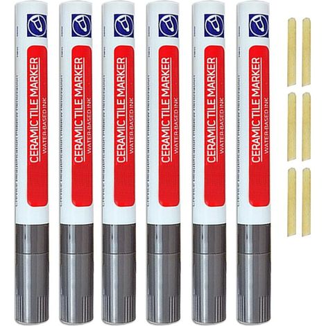 Lot de 6 marqueurs de réparation de joints gris foncé pour joints de salle de bain, mortier de salle de bain, peinture à joints grise, marquage de réparation de joints pour carrelage, murs (1/5)