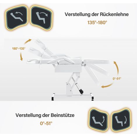 Barberpub Kosmetikliege Elektrisch, Massageliege Klappbar & Höhenverstellbar, Tattoo Liege mit 3 Motoren, Massagetisch für SPA Salon 0751 (Weiß/Kunstleder) (1/5)