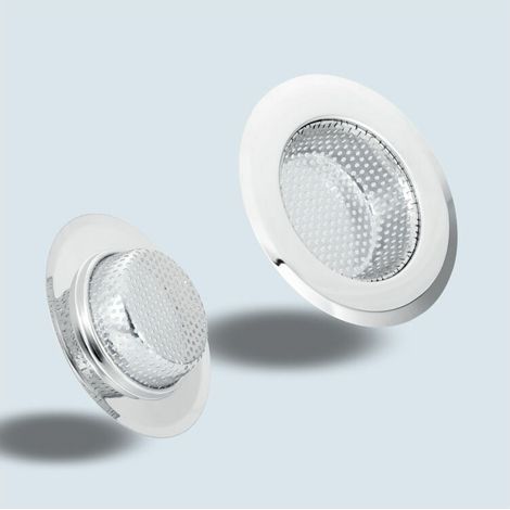 2 pezzi, filtro per lavello da 11,5 cm di diametro, filtro di scarico in acciaio inox, filtro per lavello resistente, ideale per lavelli domestici, cucine, bagni e lavabi.