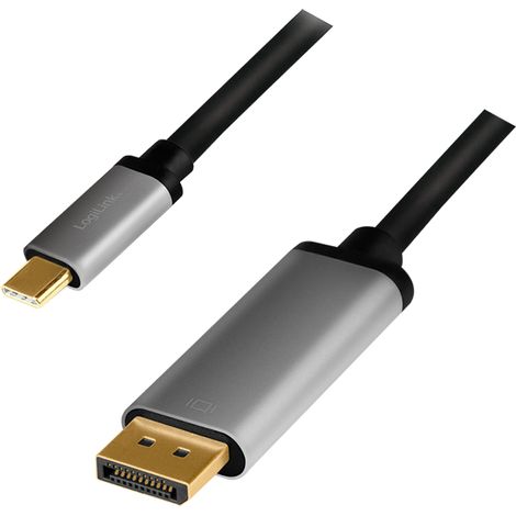 LogiLink CUA0100 cambiador de género para cable DisplayPort USB 3.2 Gen1 Type-C Negro, Gris (1/4)