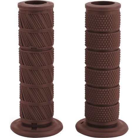 Vintage Universal Motorcycle Handlebar Grips, 2 Pieces, 22mm, Diagonal Handlebar Ends (Red Brown) (1/5)