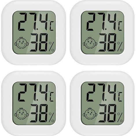 Termómetro higrómetro LCD mini de 4 piezas para interiores y hogares, adecuado para habitaciones infantiles, habitaciones de personas mayores, etc. (1/4)