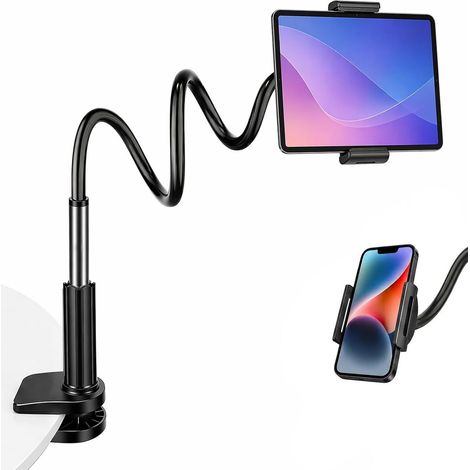 Support Tablet - Bras Flexibles - Rotation 360° - Pour Lit Et Bureau - Compatible 4,7 À 13 Pouces - Noir - 1 Pièce (1/5)