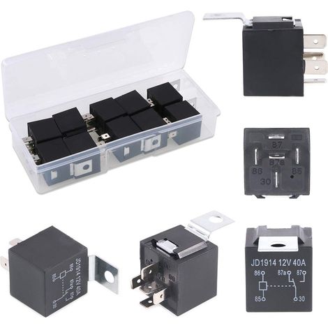 Lot de 10 relais électriques SPDT 12V 30/40 A 5 broches commutateur pour automobile, camion, bateau, marine (1/5)