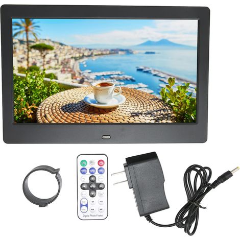Cadre Photo Numérique HD 10,1 Pouces 1024x600 Affichage LCD Intelligent avec Télécommande 110‑240V Noir Prise US (1/5)