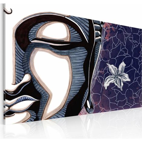 Tableau bouddha et fleur de lotus - 90 x 60 cm (1/4)